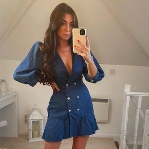 Zara Navy Denim Mini Dress jeans